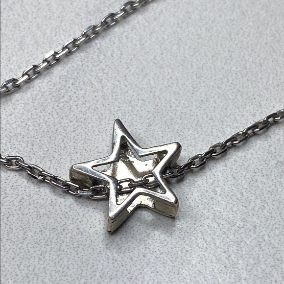 17" Sterling silver star pendant paper clip chain necklace 925 - Picture 3 of 10